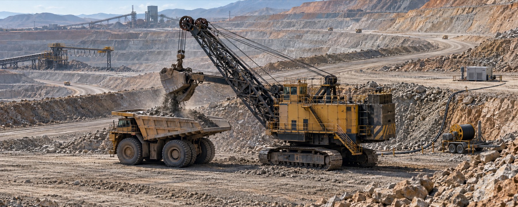 Mining operations with application selection buttons